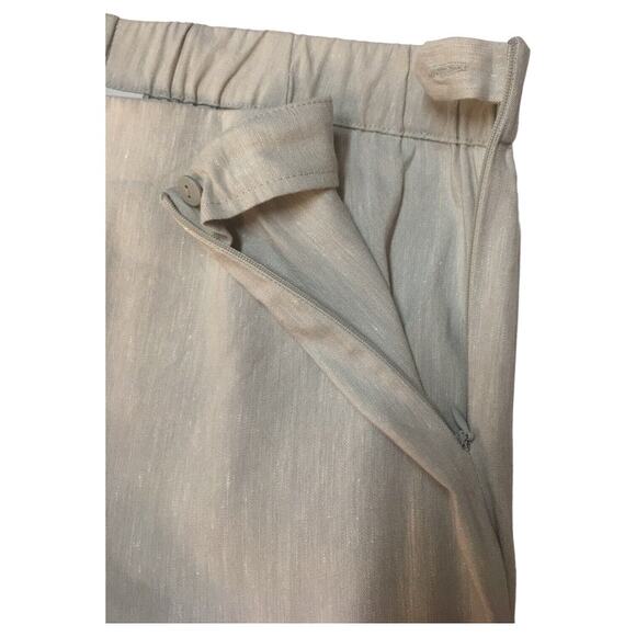 J Jill Pants Womens M Linen Stretch Capri Button Bottom Beachy Cottagecore Gray - Picture 11 of 13